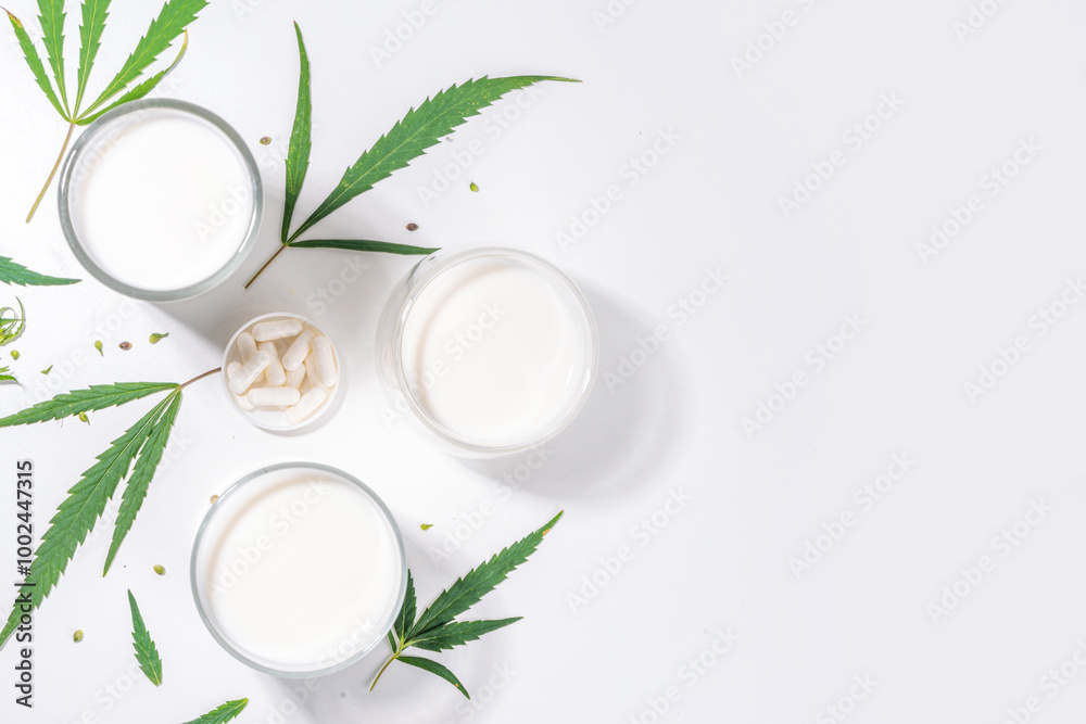 Cannabis hemp milk glasses Cannabis hemp milk glasses