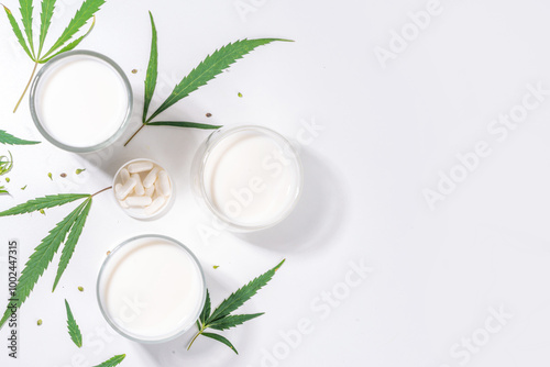 Cannabis hemp milk glasses