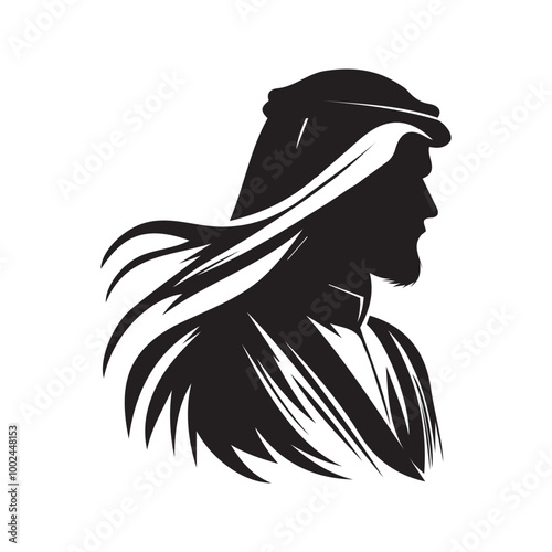 Arabic Man Silhouette Vector Icons in Traditional Middle Eastern Dress.