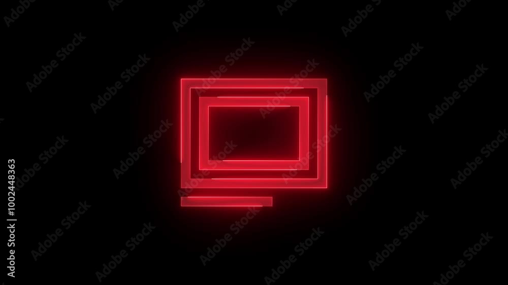 Caption icon glowing neon animation Caption icon glowing neon animation