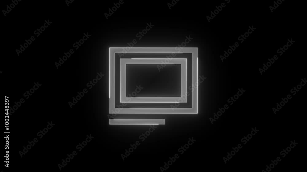 Caption icon glowing neon animation Caption icon glowing neon animation