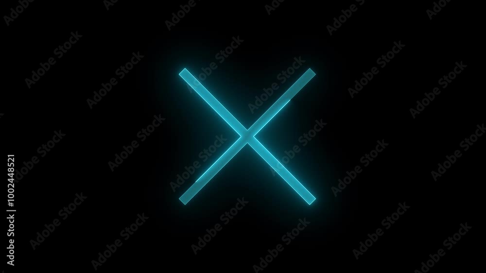 Clear cross stroke icon glowing neon animation Clear cross stroke icon glowing neon animation