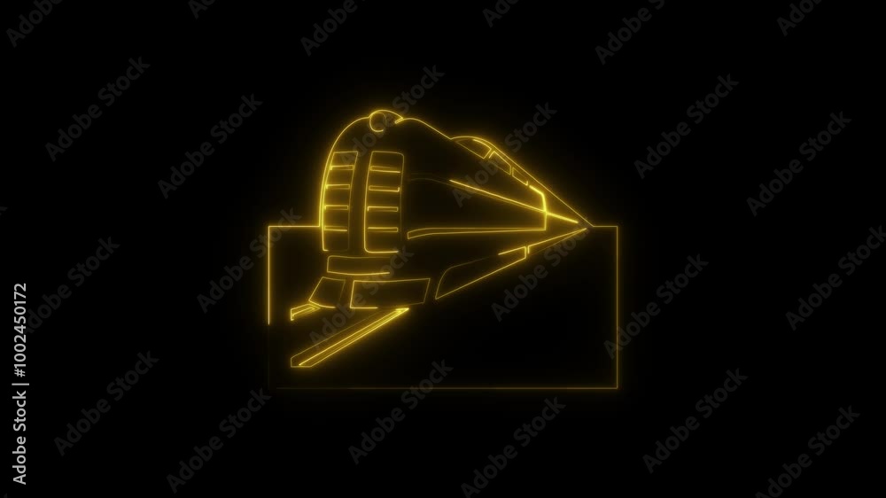 Railway train icon glowing neon animation Railway train icon glowing neon animation
