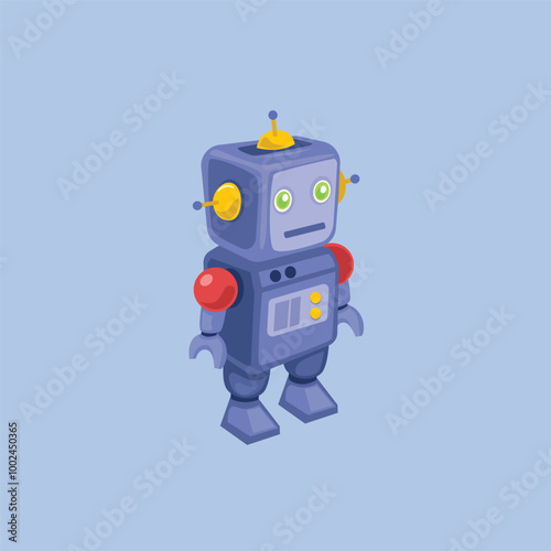 robot toy in flat vector design.