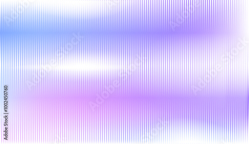 Glass ribbed effect texture background with soft gradient.Reeded glass with blurred blue background.Acrylic ribbed separation wall.Vertical line stripes pastel polycarbonate panel. Vector illustration