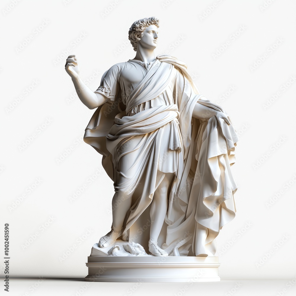 Fototapeta premium Polished marble statue, isolated on white background, 3D illustration
