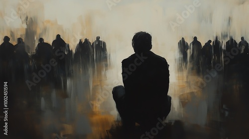 A profound sense of loneliness amidst crowds: feeling invisible and disconnected, exploring emotional isolation while surrounded by engaged conversations and vibrant interactions