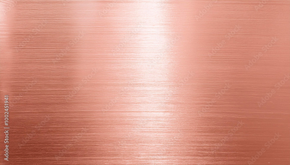 Rose gold metal surface and reflection on an aluminum texture background; horizontal Rose gold metal surface and reflection on an aluminum texture background; horizontal