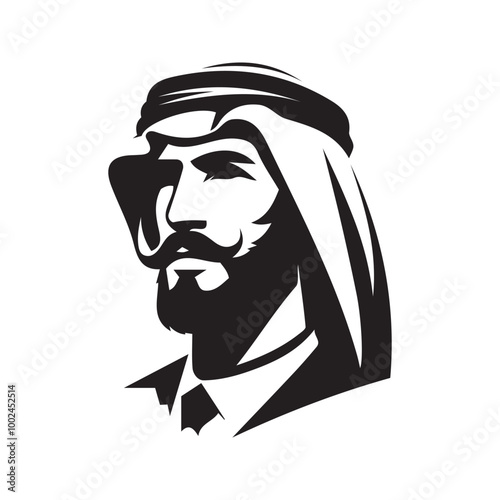 Arabic Man Silhouette Vector Icons in Traditional Middle Eastern Dress.