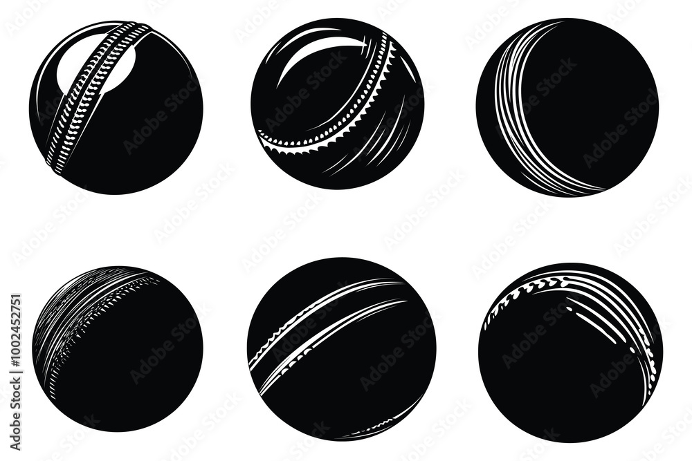 Obraz premium Cricket ball silhouette vector