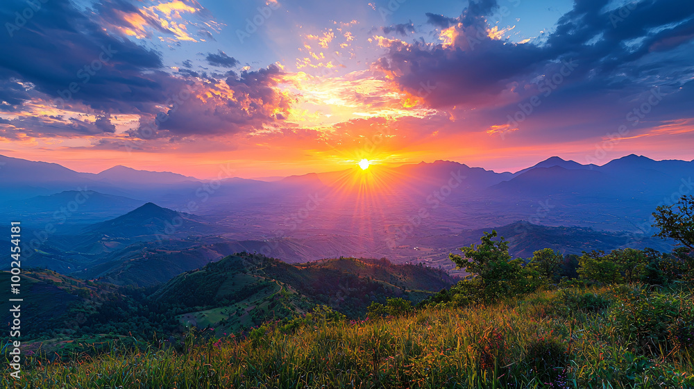 Obraz premium Stunning HD Sunset Landscape Background – Perfect for Desktop and Nature Wallpapers