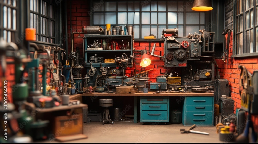 A Detailed Model of a Workshop with Tools and Equipment A Detailed Model of a Workshop with Tools and Equipment