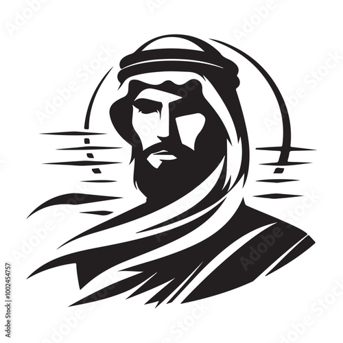 Arabic Man Silhouette Vector Icons in Traditional Middle Eastern Dress.