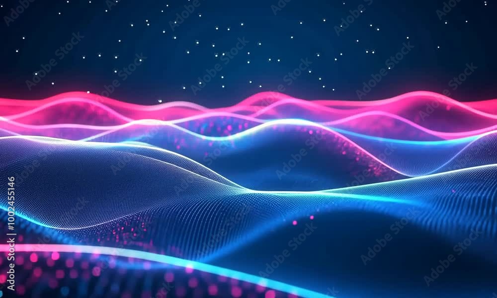 Abstract blue and pink wavy background with glowing lights. Abstract blue and pink wavy background with glowing lights.