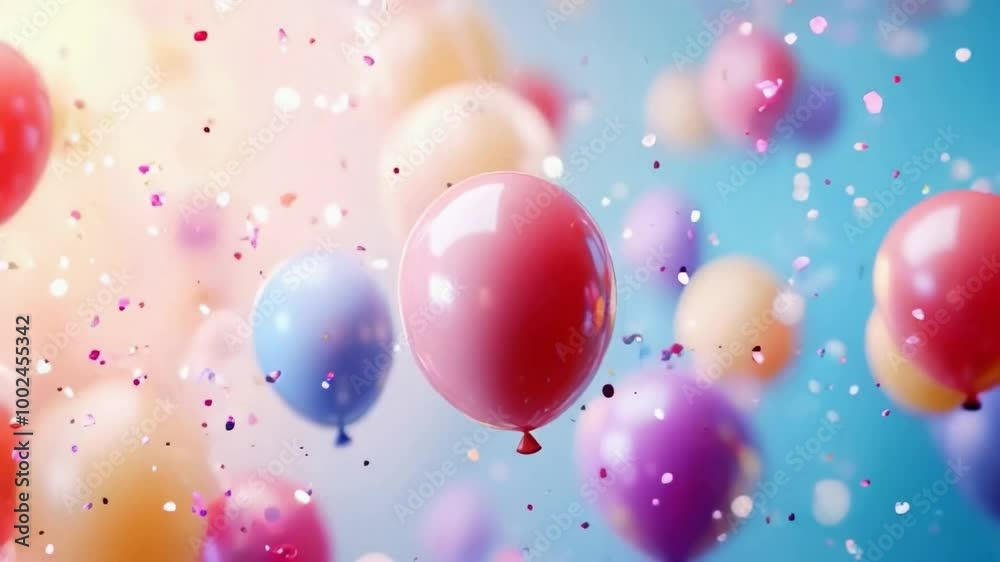 Abstract festive background with balloons and confetti. Abstract festive background with balloons and confetti.