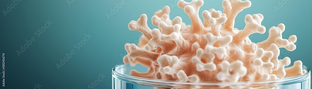 Symbiotic synthetic microbiomes at work, interacting in a clear vessel, delicate lighting highlighting their intricate behaviors Symbiotic synthetic microbiomes at work, interacting in a clear vessel, delicate lighting highlighting their intricate behaviors