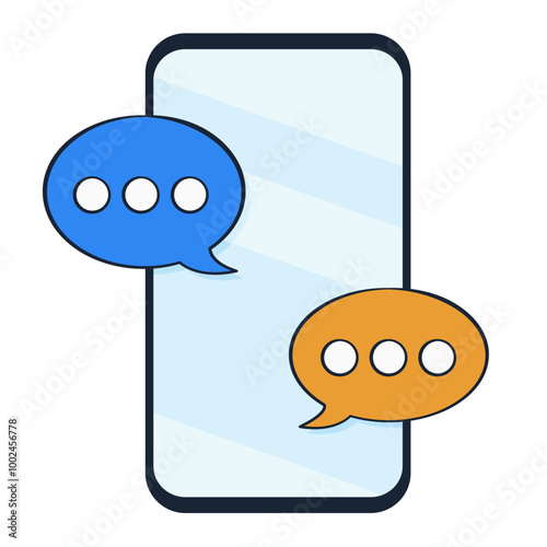 Smartphone with speech bubble. Chatting on mobile phone. Message notification