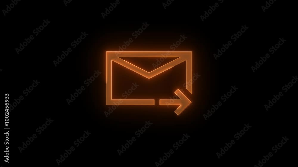 Mail forward icon glowing neon animation Mail forward icon glowing neon animation