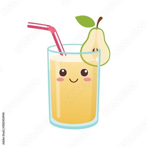 Pear Juice Drink Beverage Liquid Water Fresh Animation Kawaii Healthy Character
