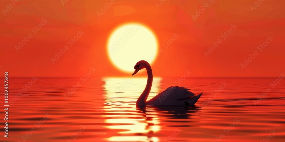 Fototapeta premium Swan Silhouette at Sunset