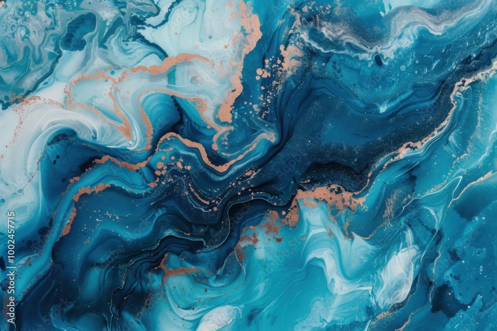 Abstract Marbled Design with Swirling Blue and Gold Patterns, Resembling Fluid Art and Cosmic Inspiration Abstract Marbled Design with Swirling Blue and Gold Patterns, Resembling Fluid Art and Cosmic Inspiration