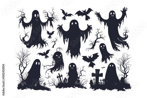 Eerie Ghost Silhouettes Haunting Night