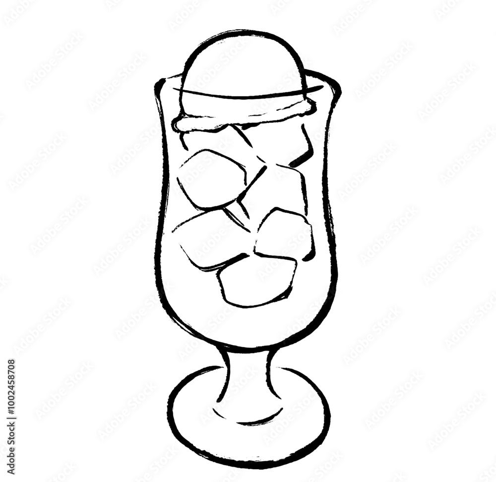 筆タッチのメロンクリームソーダのイラスト 筆タッチのメロンクリームソーダのイラスト
