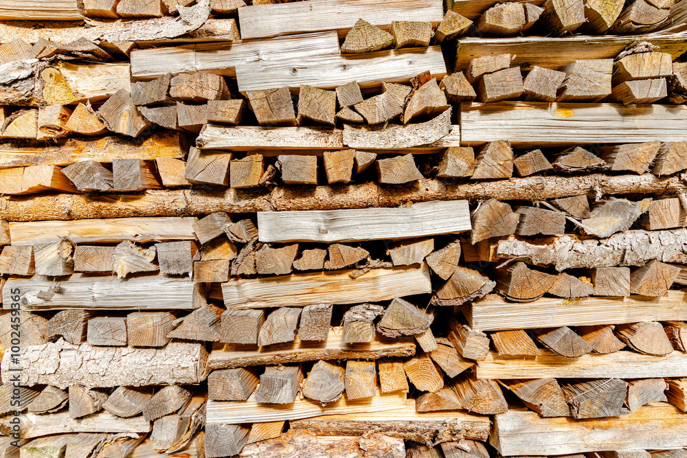 Woodpile in the mountains in South Tyrol Woodpile in the mountains in South Tyrol
