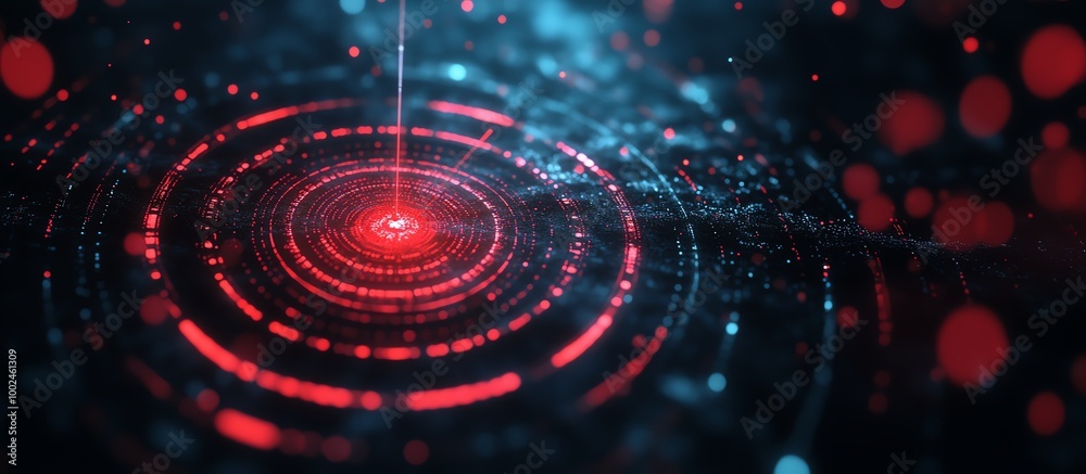 custom made wallpaper toronto digitalFuturistic digital abstract design featuring red circles and glowing patterns, perfect for technology-themed projects.