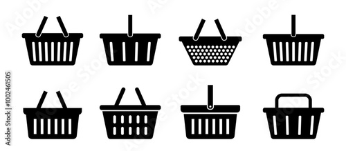 Shopping basket icon set. Buy on market or supermarket. Shopping basket. Vector illustration