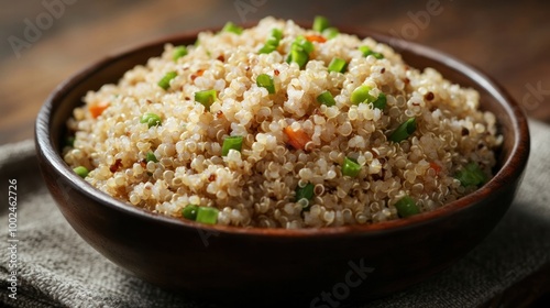 A whole-grain meal featuring quinoa, brown rice, and barley, offering a fiber-rich and heart-healthy option