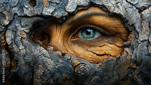 A Single Eye Peering Through the Bark of a Tree: Nature's Abstract Masterpiece