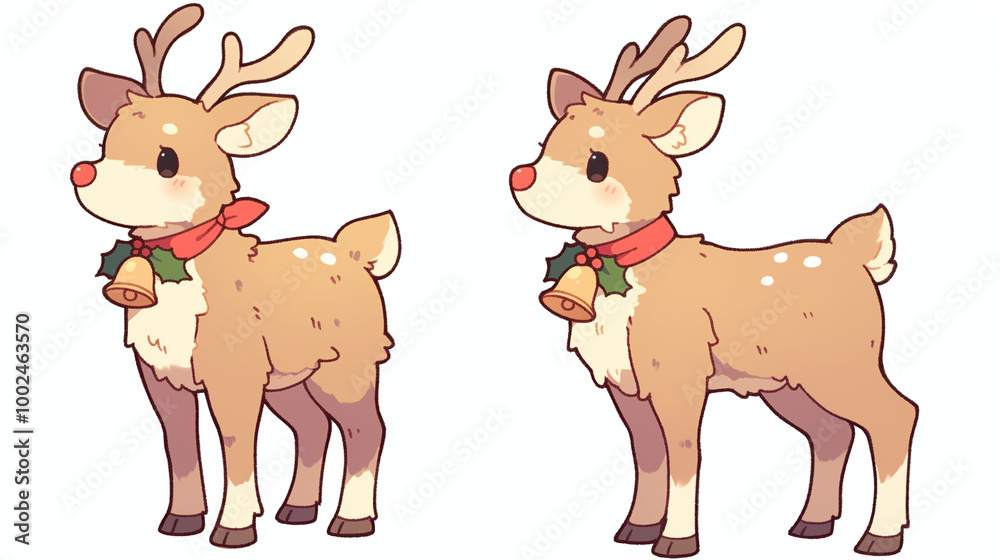 Cute Christmas Reindeer Illustration - Festive Holiday Animal Art