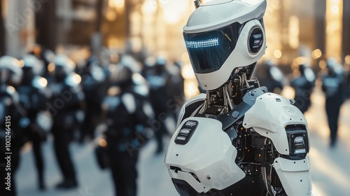 AI robots assisting law enforcement in the capital city, working alongside police officers to enhance safety and surveillance