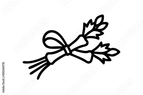 Handpicked Small Bundle of Herb with Delicate Vector Illustration
