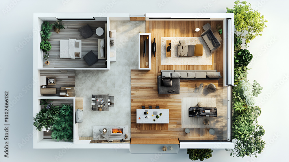 house Floor plan , 3d modern living room with kitchen and dining area, top view , top view for layout.
house Floor plan , 3d modern living room with kitchen and dining area, top view , top view for layout.