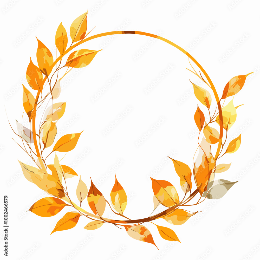Watercolor Botanical Wreath with Gold Frame Watercolor Botanical Wreath with Gold Frame