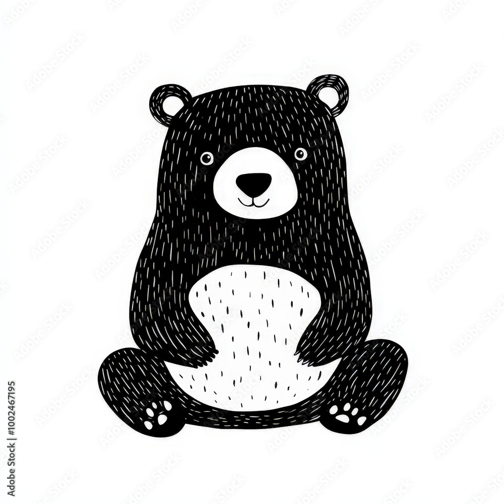 Fototapeta premium A black and white bear is sitting on a white background