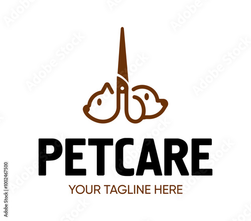 Dog or pet grooming and washing logo design template. Pet Care salon sign. Vector illustration.