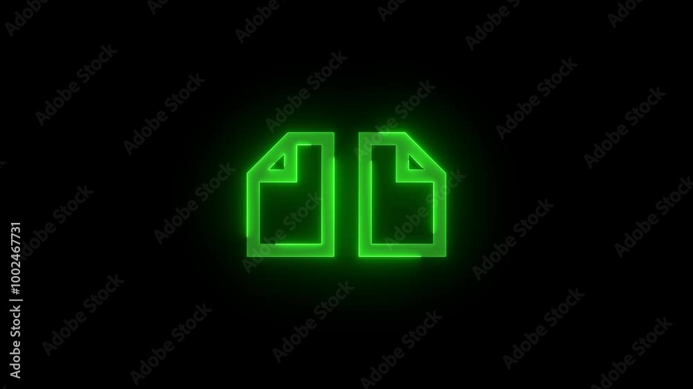 Two page icon glowing neon animation Two page icon glowing neon animation