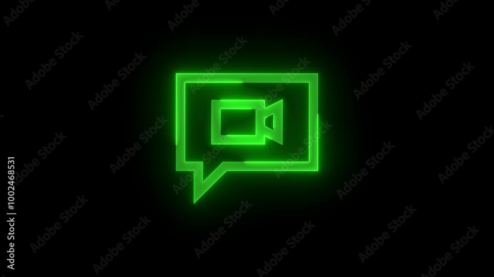 Video chat icon glowing neon animation