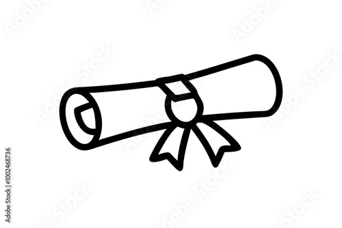 Creative Vector Illustration Depicting a Rolled Up Diploma Tied with Ribbon for Educational Success
