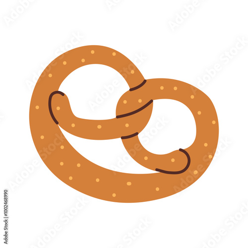 Bavarian pretzel isolated on white background. Homemade bread. Vector illustration.