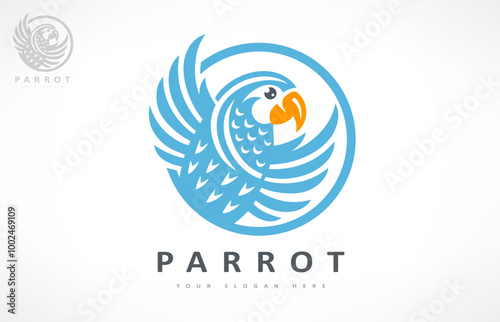 Parrot bird logo. Tropical bird. Wild animal