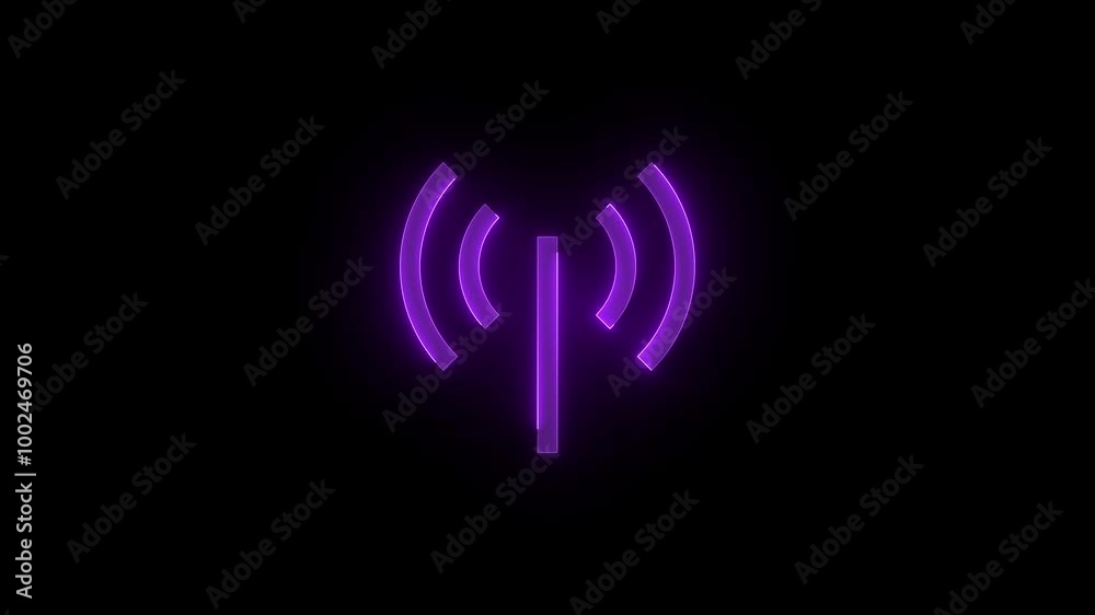 Wifi hotspot symbol stroke icon glowing neon animation