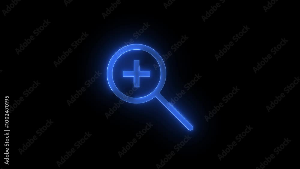 Zoom in symbol stroke icon glowing neon animation Zoom in symbol stroke icon glowing neon animation