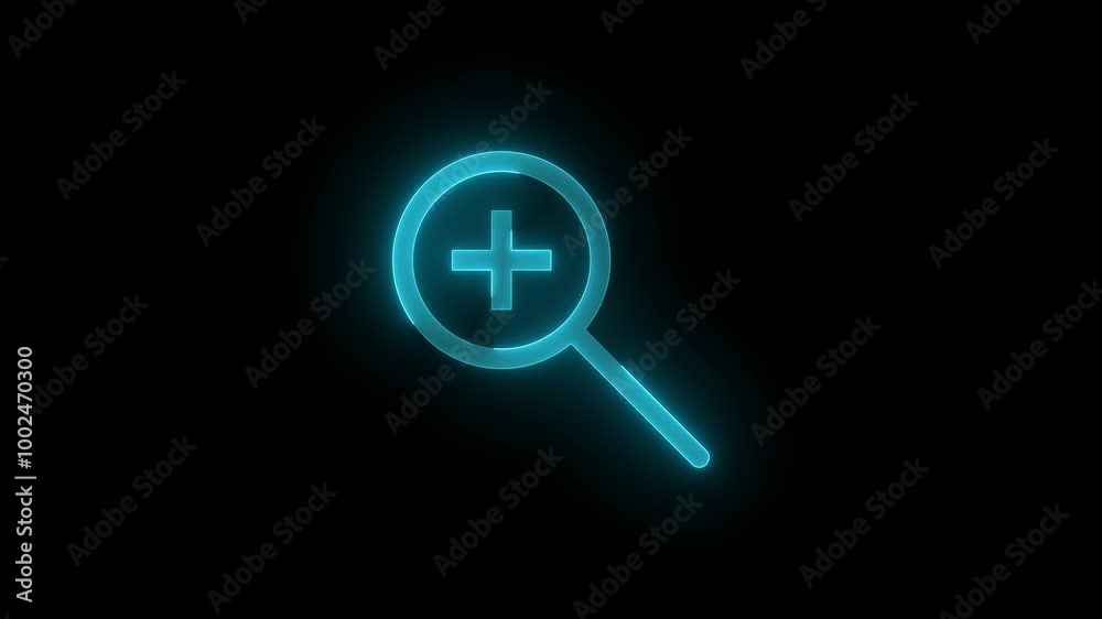 Zoom in symbol stroke icon glowing neon animation Zoom in symbol stroke icon glowing neon animation