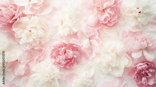 Wallpaper Mural Delicate pink and white peonies arranged beautifully on a soft background, creating a serene floral composition ideal for springtime Torontodigital.ca