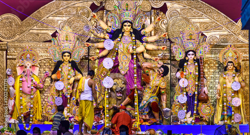 Photos Goddess Durga idol at Durga Puja pandal