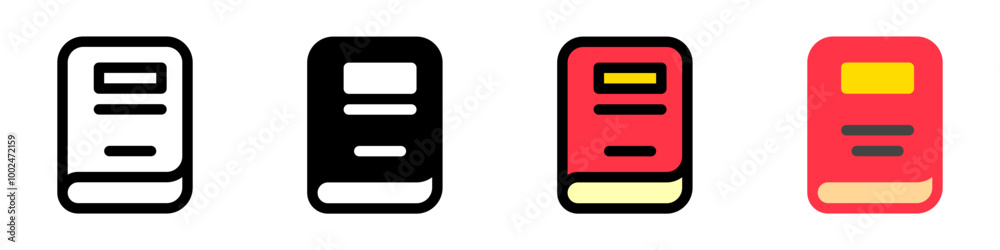 Editable book, notebook, texbook vector icon. Education, literature, stationery. Part of a big icon set family. Perfect for web and app interfaces, presentations, infographics, etc Editable book, notebook, texbook vector icon. Education, literature, stationery. Part of a big icon set family. Perfect for web and app interfaces, presentations, infographics, etc